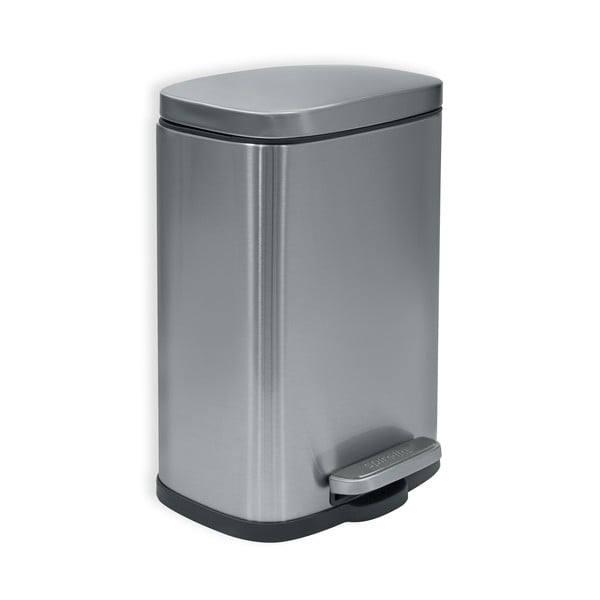 Coș de gunoi argintiu mat cu pedală din oțel 5 l   Akira – Spirella