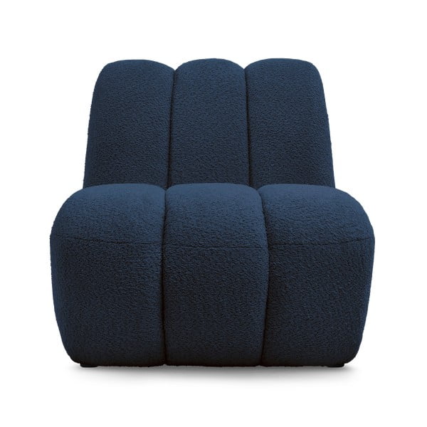 Fotoliu albastru închis cu tapițerie din țesătură bouclé Janissaire – Bobochic Paris-image-3