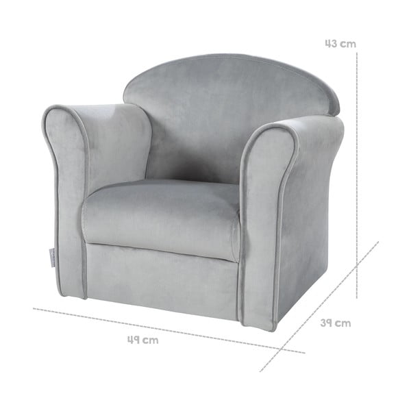 Fotoliu pentru copii  gri deschis cu tapițerie din catifea Lil Sofa – Roba-image-4