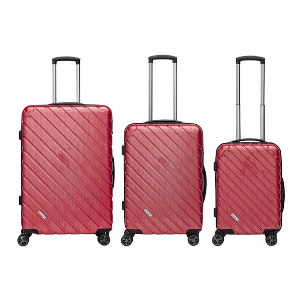 Set 3 trolere Packenger Premium Koffer, roșu