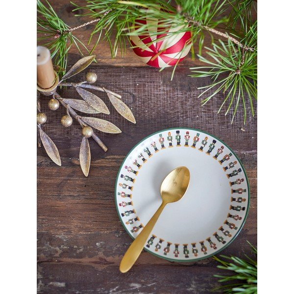 Farfurie crem pentru desert  din gresie ø 16 cm  cu model de Crăciun Jolly – Bloomingville-image-1