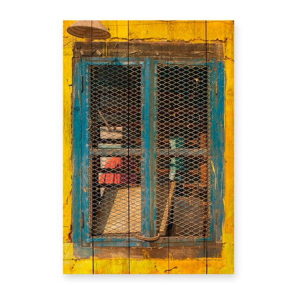 Tablou din lemn de pin Really Nice Things Yellow Window, 40 x 60 cm