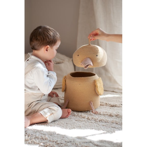 Coș de jucării pentru copii galben din material textil ø 25x30 cm Charlie the Chicken – Lorena Canals-image-1