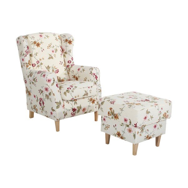 Taburet înflorat Max Winzer Lorris, crem deschis-image-2