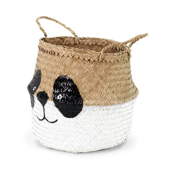 Coș de jucării pentru copii alb/în culoare naturală din iarbă-de-mare ø 25x24 cm Panda – Compactor-image-3