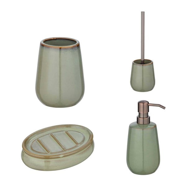 Set de accesorii de baie verde din ceramică Sermione – Wenko