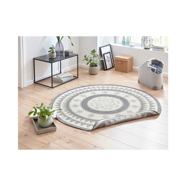 Covor adecvat pentru exterior NORTHRUGS Jamaica, ⌀ 140 cm, gri-crem-image-2