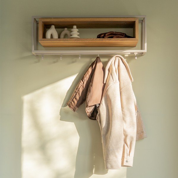 Cuier de perete în culoare naturală/taupe cu raft din lemn de stejar 78 cm School – Spinder Design-image-4