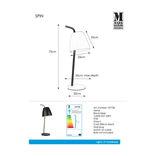 Veioză Markslöjd Spin Table Black, negru-image-2