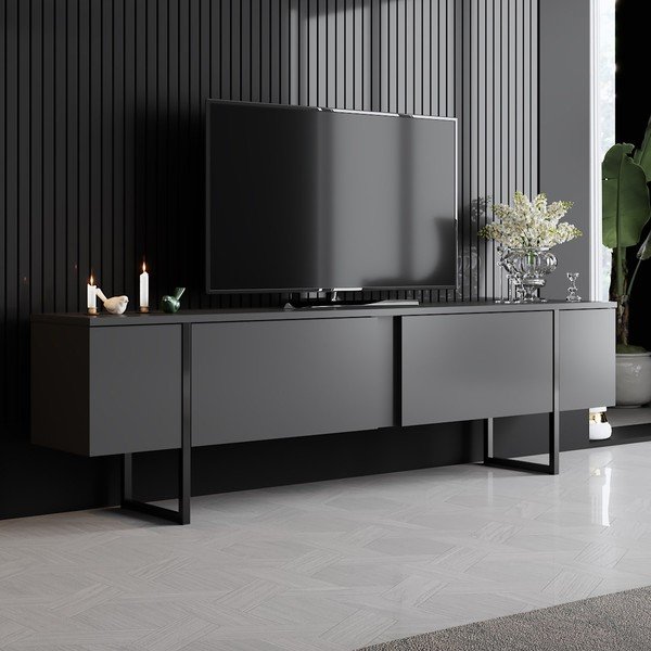 Comodă TV gri antracit 180x30 cm Luxe – Kalune Design-image-1
