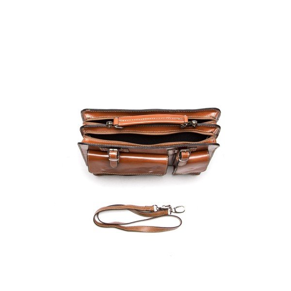Poșetă din piele Luisa Vanini 305 Cognac-image-3