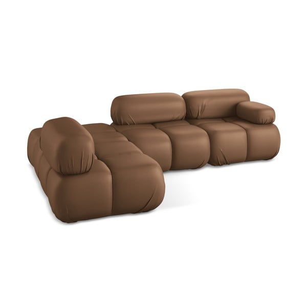 Colțar modular maro cu tapițerie din imitație de piele (cu colț pe partea stângă) Lokua – Makamii-image-4