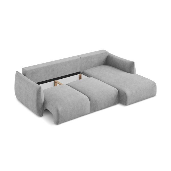 Colțar gri deschis extensibil cu tapițerie din chenille (cu colț pe partea dreaptă/cu șezlong) Leila – Makamii-image-4