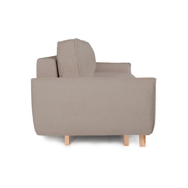 Canapea taupe extensibilă/cu spațiu de depozitare cu tapițerie din catifea reiată  218 cm Tori – Bonami Selection-image-2