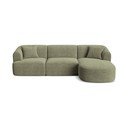 Colțar verde cu tapițerie din catifea reiată  (cu colț pe partea dreaptă/cu șezlong) Campi – Cosmopolitan Design