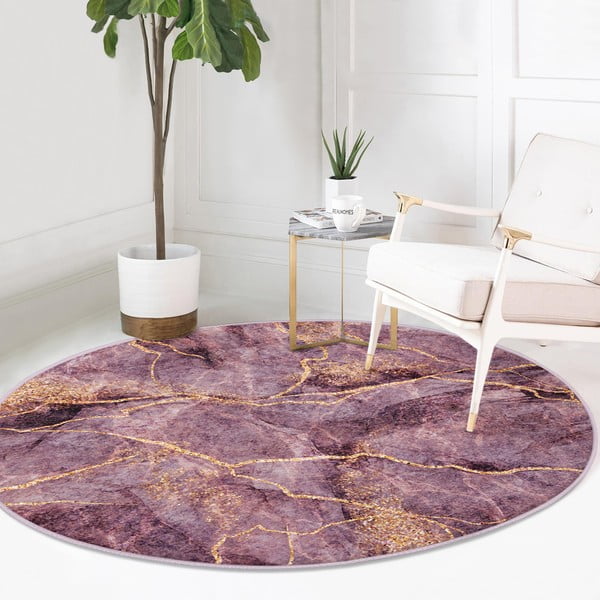 Covor rotund  roz lavabil adecvat și  pentru aspiratoare robot   ø 80 cm Comfort – Mila Home-image-2