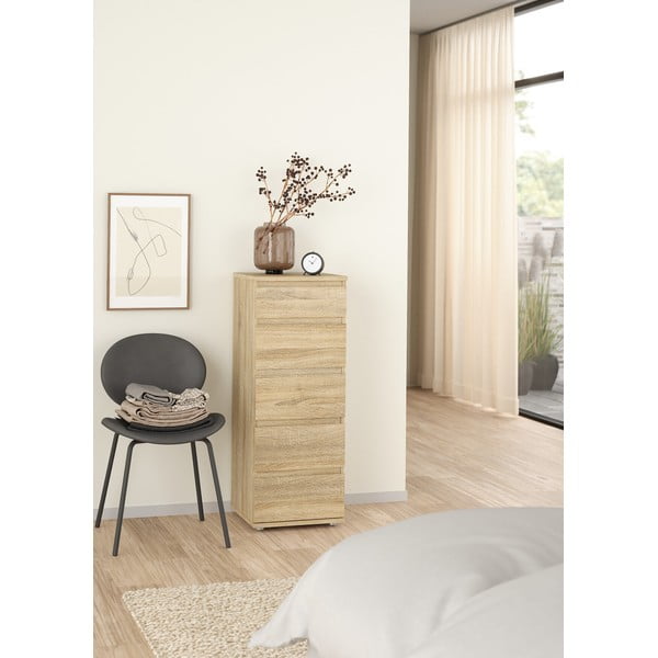 Comodă în culoare naturală înaltă cu aspect de lemn de stejar 40x107 cm Nova – Tvilum-image-1