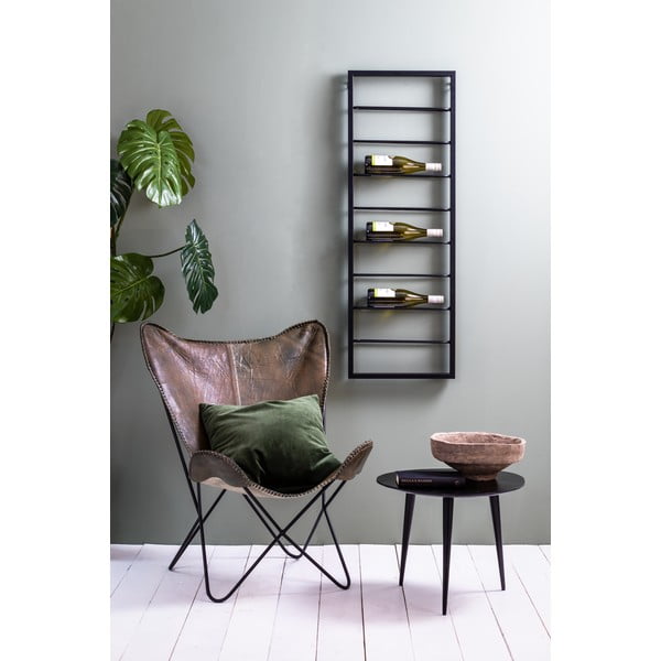 Raft pentru sticle de vin negru pentru perete din metal 42x120x6 cm Macaben – Light & Living-image-2