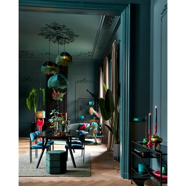 Lustră în culoarea petrol cu abajur textil ø 60 cm Malacia – Light & Living-image-1