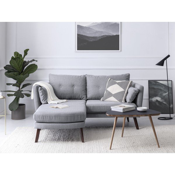 Canapea cu 3 locuri Mazzini Sofas Elena, cu șezlong pe partea stângă, gri deschis-image-1