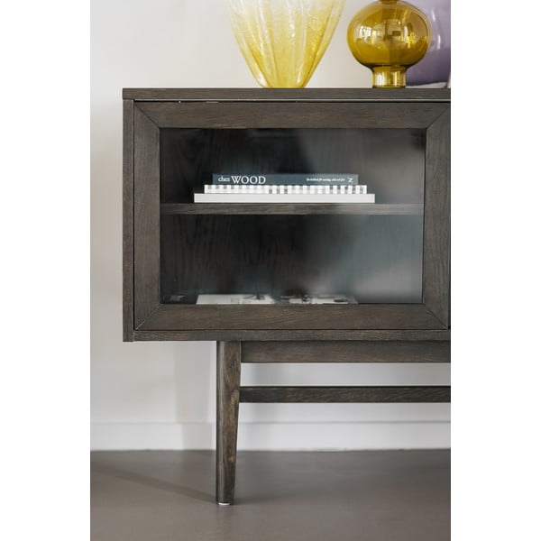 Vitrină maro cu aspect de lemn de stejar cu ușă glisantă 170x75 cm Hazelton – Rowico-image-4