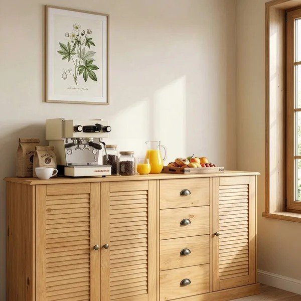 Comodă în culoare naturală deschisă din lemn de pin 166x80x38 cm Edith – Støraa-image-3