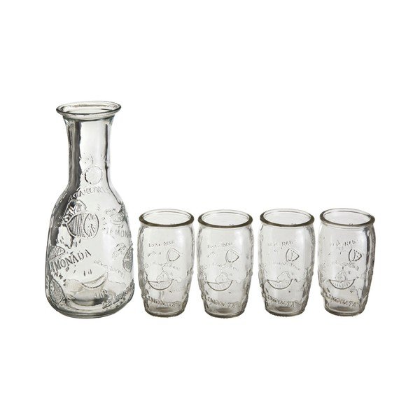 Set 4 pahare și carafă Premier Housewares Embossed-image-3