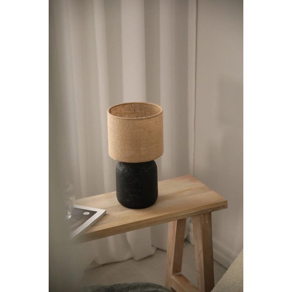 Veioză negru-natural cu abajur din iută (înălțime 32,5 cm) Montagna – Markslöjd-image-2