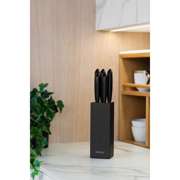 Set 5 cuțite în suport Vialli Design Caro, negru-image-1