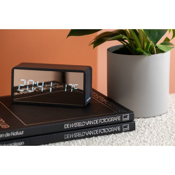 Ceas deșteptător cu LED cu aspect de lemn Karlsson Mirror, arămiu-image-1