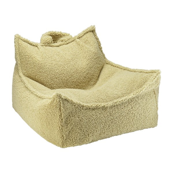 Fotoliu puf pentru copii verde cu tapițerie din țesătură bouclé Chair – Wigiwama