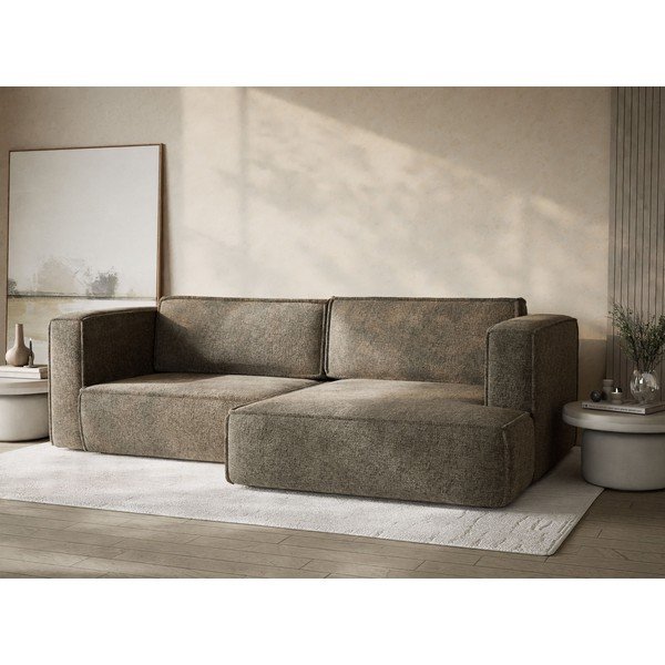 Colțar maro extensibil/cu spațiu de depozitare cu tapițerie din chenille (cu colț pe partea dreaptă/cu șezlong) Velto – Maison de Rêve-image-4