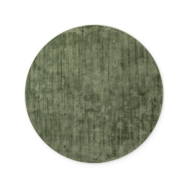 Covor verde țesut manual rotund din viscoză ø 150 cm Noemi – Vikosa