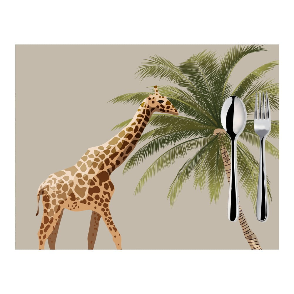 Set 2 suporturi pentru farfurie Apolena Honey Pacemat Set Giraffe With Palm, 33 x 45 cm