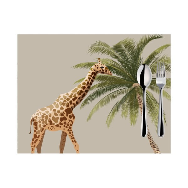 Set 2 suporturi pentru farfurie Apolena Honey Pacemat Set Giraffe With Palm, 33 x 45 cm
