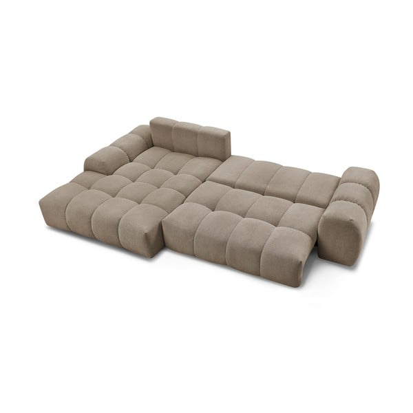 Colțar taupe extensibil/cu spațiu de depozitare cu tapițerie din chenille (cu colț pe partea stângă/cu șezlong) Everest – Bobochic Paris-image-4