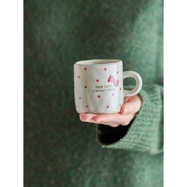 Cești crem 4 buc. din gresie ceramică 260 ml  cu model de Crăciun Christy – Bloomingville-image-1
