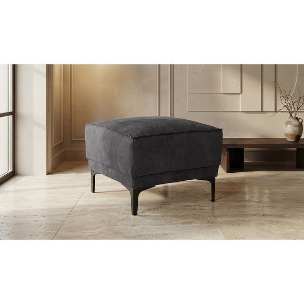 Taburet gri antracit cu tapițerie din imitație de piele Copenhagen – Scandic-image-1