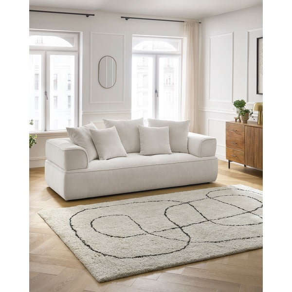 Canapea bej cu tapițerie din chenille 237 cm Whesley – Bobochic Paris-image-1
