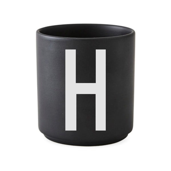 Cană din porțelan Design Letters Alphabet H, 250 ml, negru