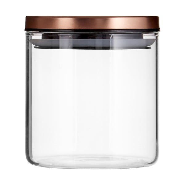 Recipient din sticlă cu capac metalic Premier Housewares, 550 ml, auriu roz