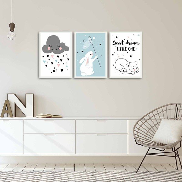 Tablouri pentru copii 3 buc. 35x50 cm Sweet Dreams Little One – Wallity-image-1
