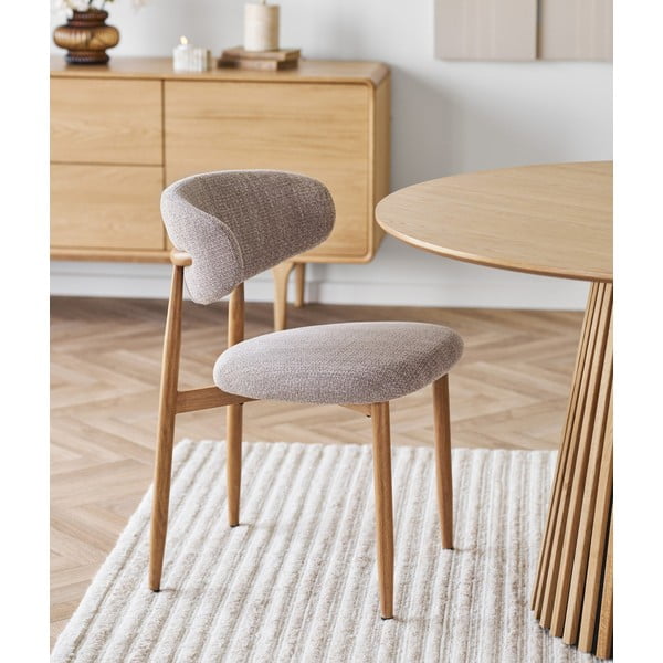 Scaun de dining bej/în culoare naturală tapițat Levanto – House Nordic-image-1