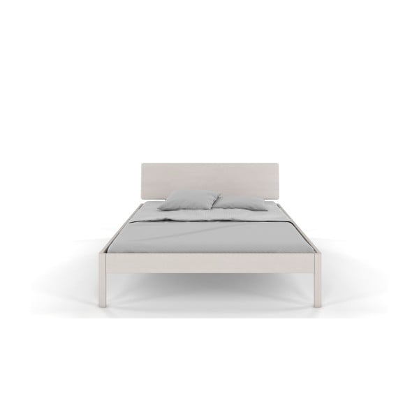 Pat matrimonial 180x200 cm alb din lemn masiv de pin Ammer – Skandica-image-2