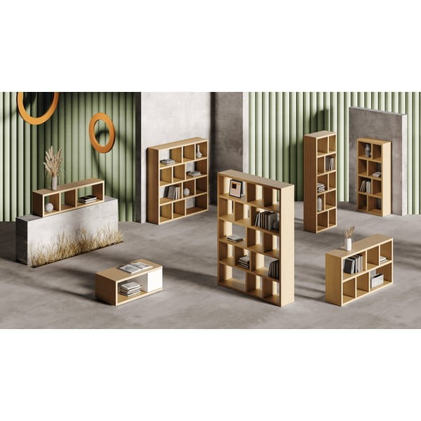 Bibliotecă în culoare naturală cu aspect de lemn de stejar 150x198 cm Berlin – TemaHome-image-4