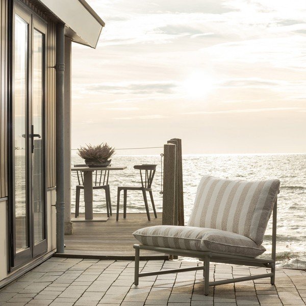 Fotoliu de grădină bej din metal/capitonat Elvo – WOOOD-image-1