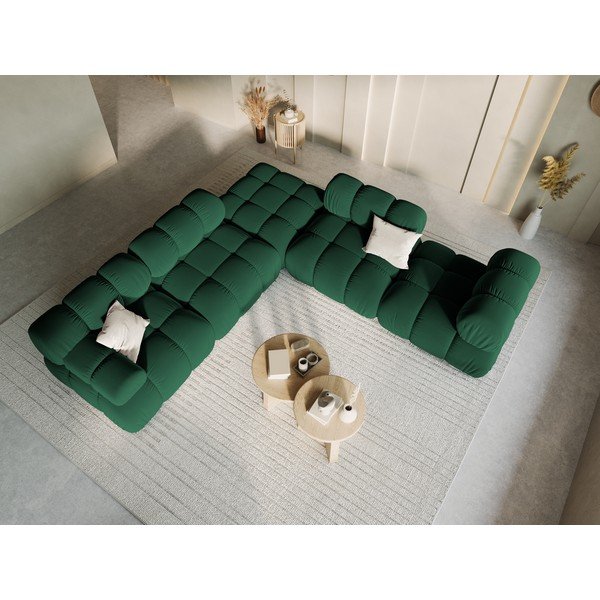 Modul pentru canapea verde cu tapițerie din catifea (colț stânga) Bellis – Micadoni Home-image-1