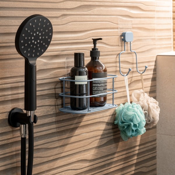 Raft pentru baie albastru deschis autoadeziv din metal Grena – Compactor-image-1