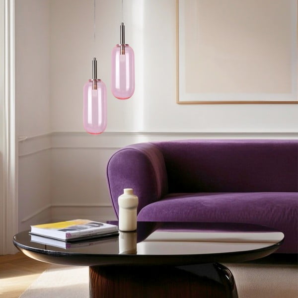 Lustră mov LED cu abajur din sticlă ø 13 cm Fiuggi – Candellux Lighting-image-1