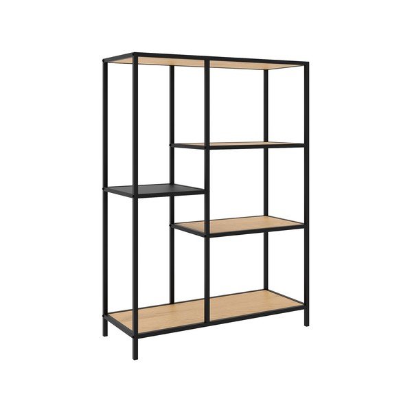 Bibliotecă neagră/în culoare naturală cu aspect de lemn de stejar 80x112x35 cm Altino – Unique Furniture-image-2